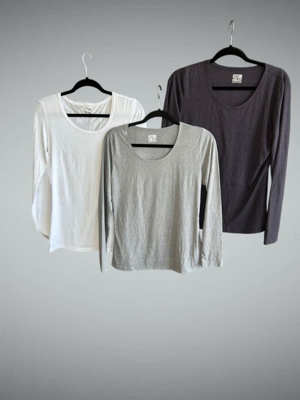 32 Degrees Heat Long Sleeve T Shirt Lot of 3 Gray White Purple Size L